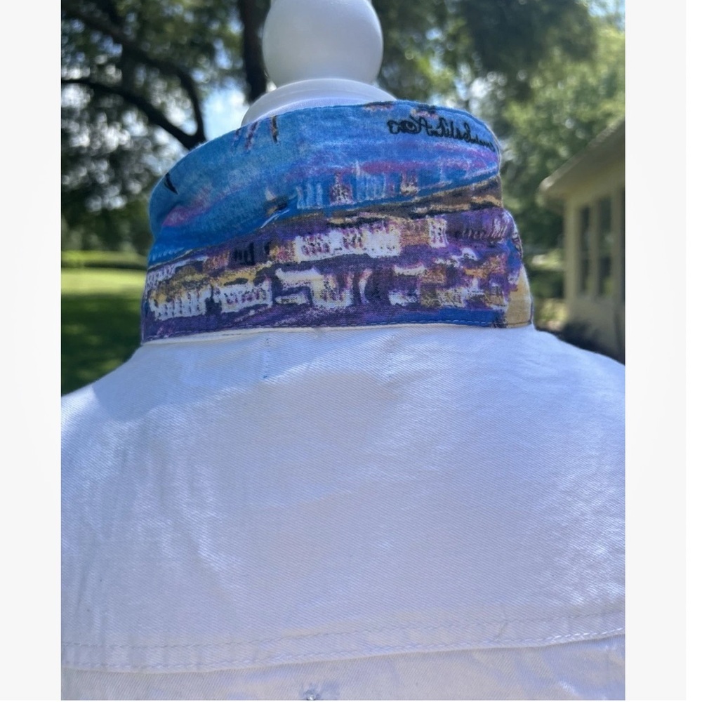Antica Sartoria Blue 2025 Blue White Beaded Jean Jacket NWT Large - Picture 3 of 4